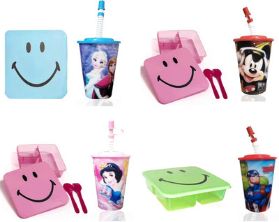 ShubhKraft Sipper & Lunch Box Combo Set ( Pack of 4 ) 2 Containers Lunch Box(550 ml)