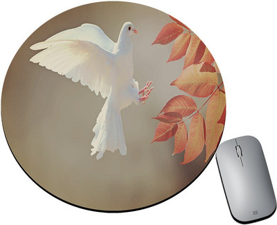 BLISSart Mousepad For Laptops Computer Gaming Mouse Pad HD Printed-White Pigeon Mousepad(Round (8 Inches))