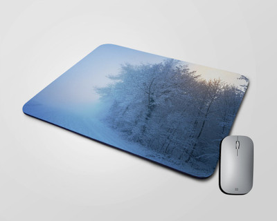 BLISSart Mousepad For Laptops Computer Gaming Mouse Pad HD Printed-White Snow Non Slip Base Mousepad(Square)