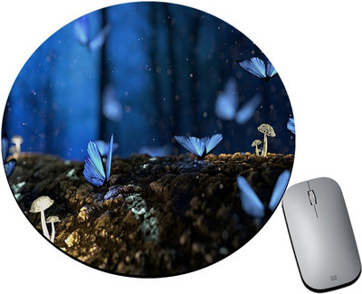 BLISSart Mousepad For Laptops Computer Gaming Mouse Pad HD Printed-Blue Butterflies Non Slip Base Mousepad(Multicolor)