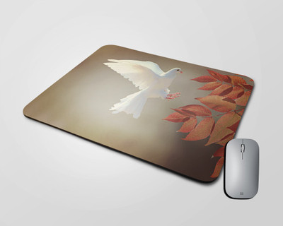 BLISSart Mousepad For Laptops Computer Gaming Mouse Pad HD Printed-White Pigeon Non Slip Base Mousepad(Square (9 X 7.5 Inches))