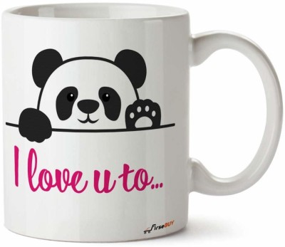 FirseBUY Cartoon Panda I Love You Too Cute Printed Ceramic Coffee Mug(325 ml)