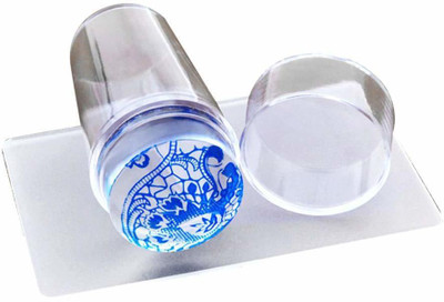 TREXEE Soft Silicone Jelly Nail Stamper Scraper Nail Art Tool Nail Art Stamper With Scraper Nail Stamping Head With A Lid Big Scraper For DIY Nail Art Stamping Plates(Multi)