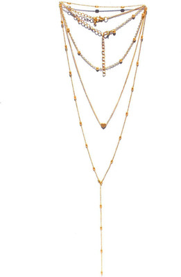 Oomph Gold Tone Heart Shape Multi Layered Multi-Strand Fashion Beads Gold-plated Plated Metal, Alloy Layered