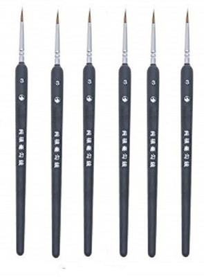 Delidge 6 PCS Miniature Paint Brush Set Professional Nylon Brush Acrylic Painting Thin Hook Line Pen Art Supplies Hand Painted A3(Set of 6, Black)
