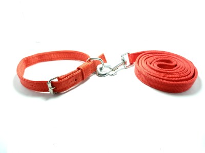 Cozy Puppies Leash and Collar Set Suitable for Puppies of All Dog Small Breeds Adjustable Soft Nylon Paw Plain Strip Dog Collar & Leash Set for Small Breeds 0.75 inch Collar Leash RED Dog & Cat Collar & Leash(Medium, RED)