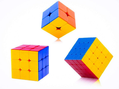 The Viyu Box High Speed Stickerless Magic Rubix Cube, 2x2, 3x3, 4x4 (Multicolour) - Pack of 3(3 Pieces) Flipkart