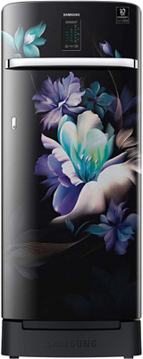 SAMSUNG 220 L Direct Cool Single Door 4 Star Refrigerator with Base Drawer  with Digi Touch Cool, Curd Maestro + BSD(MIDNIGHT BLOSSOM BLACK, RR23A2K3XBZ/HL)