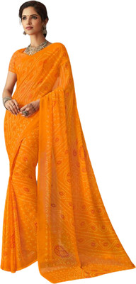 REBOOT FASHIONS Printed Bandhani Chiffon Saree(Yellow)
