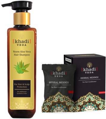 khadi veda Neem Aloe vera Shampoo 200 ml & Black Mehndi 100 gm Combo.(300 ml)