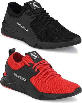 World Wear Footwear Running Shoes For Men(Black, Red , 7)