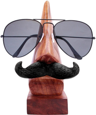 LyqArt 1 Compartments Wood Wooden Nose Shaped Spectacle Specs Eyeglass Sunglasses Holder Stand with Lip Spectacle Holder | Nose-shaped Eyeglass Holder Spectacle Display Stand Accessory Makes a Unique Gift | Table Decoration(Brown)