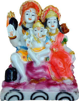 Love Kart Lord Shiv Parivar Idol Shiv Parwati God Shiva Family Statue Spiritual Puja Vastu Fegurine - Religious Murti Pooja Gift Item Decorative Showpiece  -  15 cm(Polyresin, Multicolor)