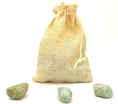 Plus Value amazonite-tumbled-50gm-jute-bag Regular Asymmetrical Crystal Pebbles(Multicolor 50 g)