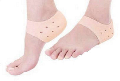 UKRAINEZ Silicone Heel Protector Anti-Crack Pad Socks Set(free size) Heel Support (half) Heel Support(Beige)