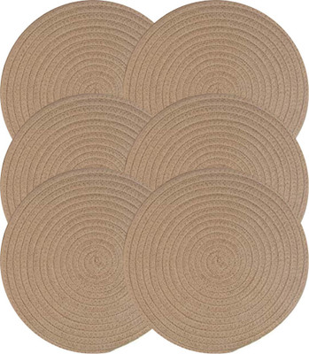 pepme Round Pack of 6 Table Placemat(Beige, Jute)