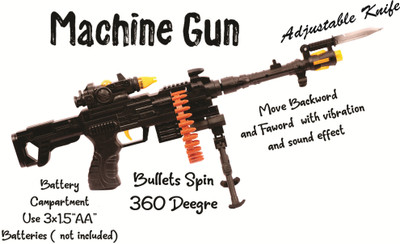 Chocozone 25inch musical toy gun for kids with lights & music toys for 3 years old boys-Black Guns & Darts(Black)