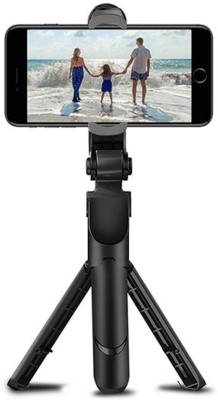 RECTITUDE XT-02 Wireless Mini Live Broadcast Extendable Bluetooth Selfie Stick Cum Tripod with Detachable Bluetooth Wireless Remote for All Smartphones Tripod(Black, Supports Up to 400 g)