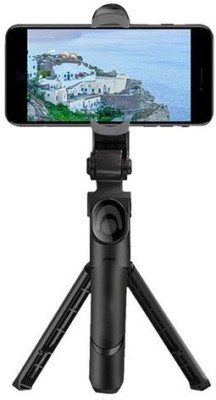 RECTITUDE Bluetooth Extendable Selfie Stick with Wireless Remote and 2 Level Fill Light for Making TikTok, Vlog Videos and Tripod Stand Selfie Stick for Mobile and All Smart Phones (XT-02) Tripod(Black, Supports Up to 400 g)
