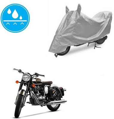 Atulit enterprises Two Wheeler Cover for Royal Enfield(Classic Chrome, Silver)