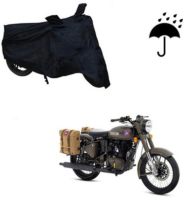 Atulit enterprises Two Wheeler Cover for Royal Enfield(Classic 500, Black)
