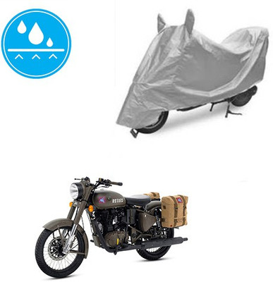 Atulit enterprises Two Wheeler Cover for Royal Enfield(Classic 500, Silver)