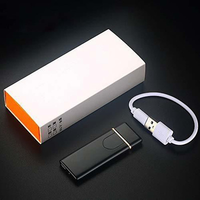 Viraan Front Finger Touch Cigarette Pocket Lighter Electronic Metal Lighter Flame-Less Slim Touch Sensor USB Rechargeable Lighter Cigarette Lighter(Black)