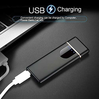 Jeteck TOUCH CIGARETTE LIGHTER USB CHARGING Pocket Lighter (BLACK) Pocket Lighter(black)