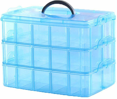 ZWEELAY 3 Layer-30 Grid Transparent Plastic Organizer makeup box Vanity Box(Multicolor)