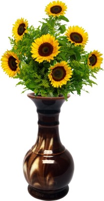 Wauood Ceramic Flower Vase, Table Vase for Living Room Indoor Home Decor, Wedding Centerpieces/Arrangements Flower Pot 7.5 Inch Ceramic Vase(7.5 inch, Brown)