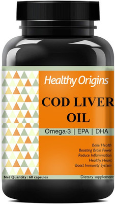 Healthy Origins Cod Liver Oil Capsules for Learning Ability, Concentration & Memory Ultra(60 No)