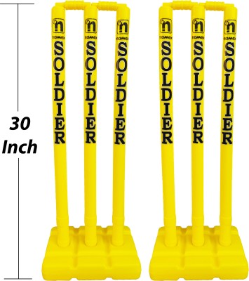 Optimus Soldier Full Size Cricket Plastic Stump Set 30 Inch - 6 Stumps 2 Base & 4 Bails(Yellow)