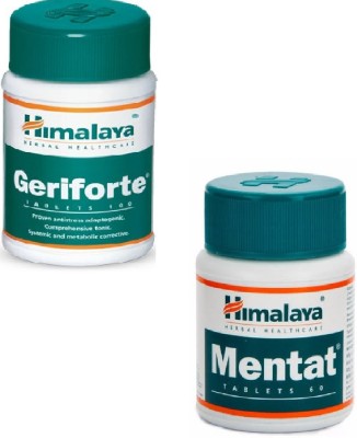 HIMALAYA Combo of Geriforte Tablet works as an adjuvant during prolonged illness and postoperative convalescence.& Mentat Tablet channelizes the mental energy. It helps to enhance memory and learning capacity_sold by Alida(Pack of 2)