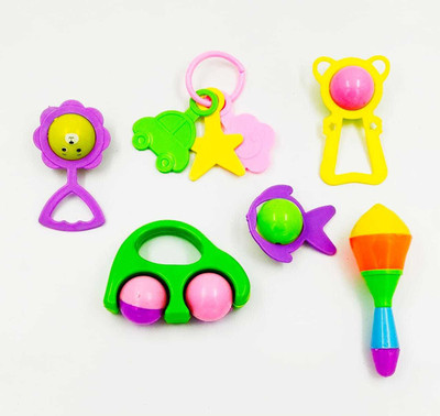 MABS Baby Rattle 6 In 1 Rattle Set NON TOXIC Rattle(Multicolor)