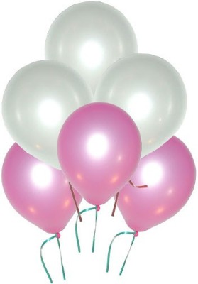 Ishant Creation Solid Combo of White,Pink Balloon(White, Pink, Pack of 50)