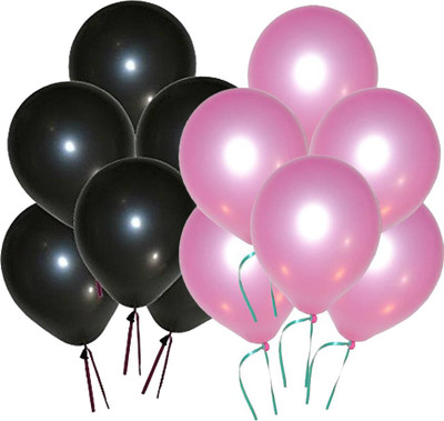 Ishant Creation Solid balloon1027 Balloon(Pink, Black, Pack of 50)