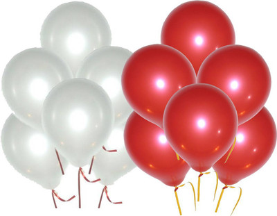 Ishant Creation Solid balloon83 Balloon(White, Red, Pack of 50)
