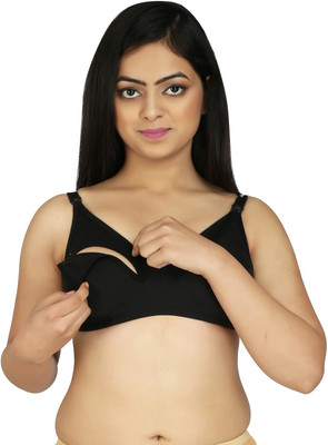 FABURA Maternity Bra/Nursing Bra/Feeding Bra Women Maternity/Nursing Non Padded Bra(Black)