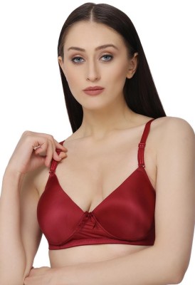 Ellixy Light Padded Non-Wired Bra Women T-Shirt Lightly Padded Bra(Red)