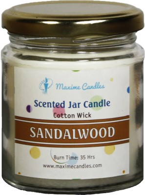 Maxime Candles Sandalwood Scented Glass Jar Aroma Candles Candle(White, Pack of 1)
