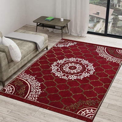 Sparrow world Maroon Chenille Carpet(3 ft,  X 5 ft, Rectangle)