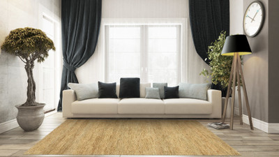 CARPETLIVE.com Beige Jute Carpet(2 ft,  X 7 ft, Rectangle)