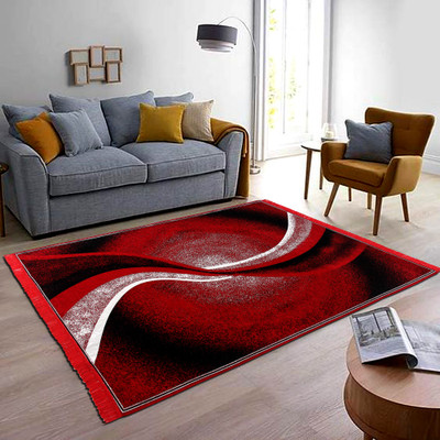 Linen Basics Velvet Floor Mat(Red, Large)