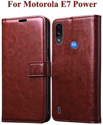 Krumholz Flip Cover for Motorola E7 Power, Moto E7 Power(Brown, Dual Protection, Pack of: 1)