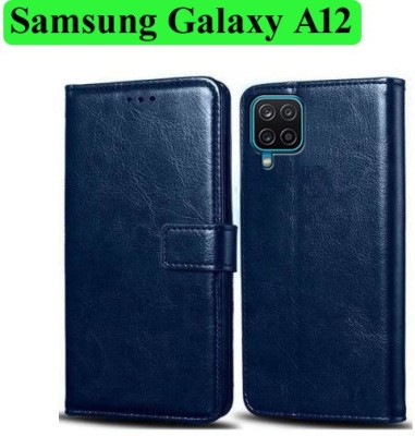 Wynhard Flip Cover for Samsung Galaxy A12, Samsung Galaxy M12, Samsung Galaxy F12(Blue, Grip Case, Pack of: 1)