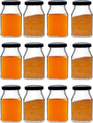 CROCO JAR Glass Honey Jar  - 250 ml(Pack of 12, Black)