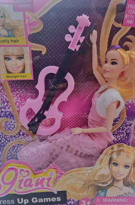 cobblers Beauty Fashion Dress Up Doll Blond Hair Toy Doll for 3 Year Old and Up WITH PINK VIOLIN(Pink)