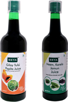 seya Neem karela Jamun/Giloy Tulsi Papita Juice For Building Immunity and Digestion Booster Natural (Combo) (2 x 800 ML)(2 x 800 ml)