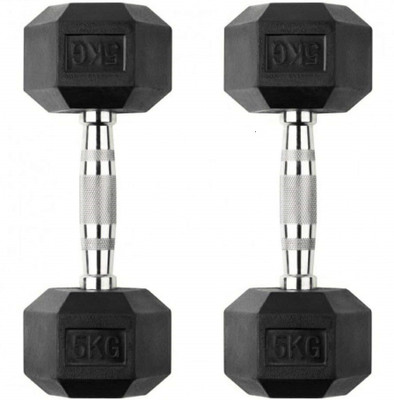 COCKATOO RUBBER HEX DUMBBELLS 5 KG Fixed Weight Dumbbell(5 kg) COCKATOO RUBBER HEX DUMBBELLS 5 KG Fixed Weight Dumbbell(5 kg)