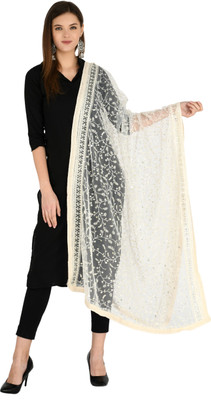 A R SILK Net Embellished Women Dupatta